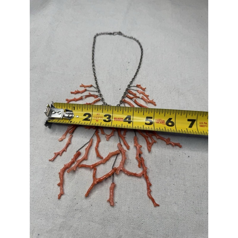 Chan Luu Salmon Branch Coral 925 Sterling Statement Bib Necklace 16in - Picture 3 of 16